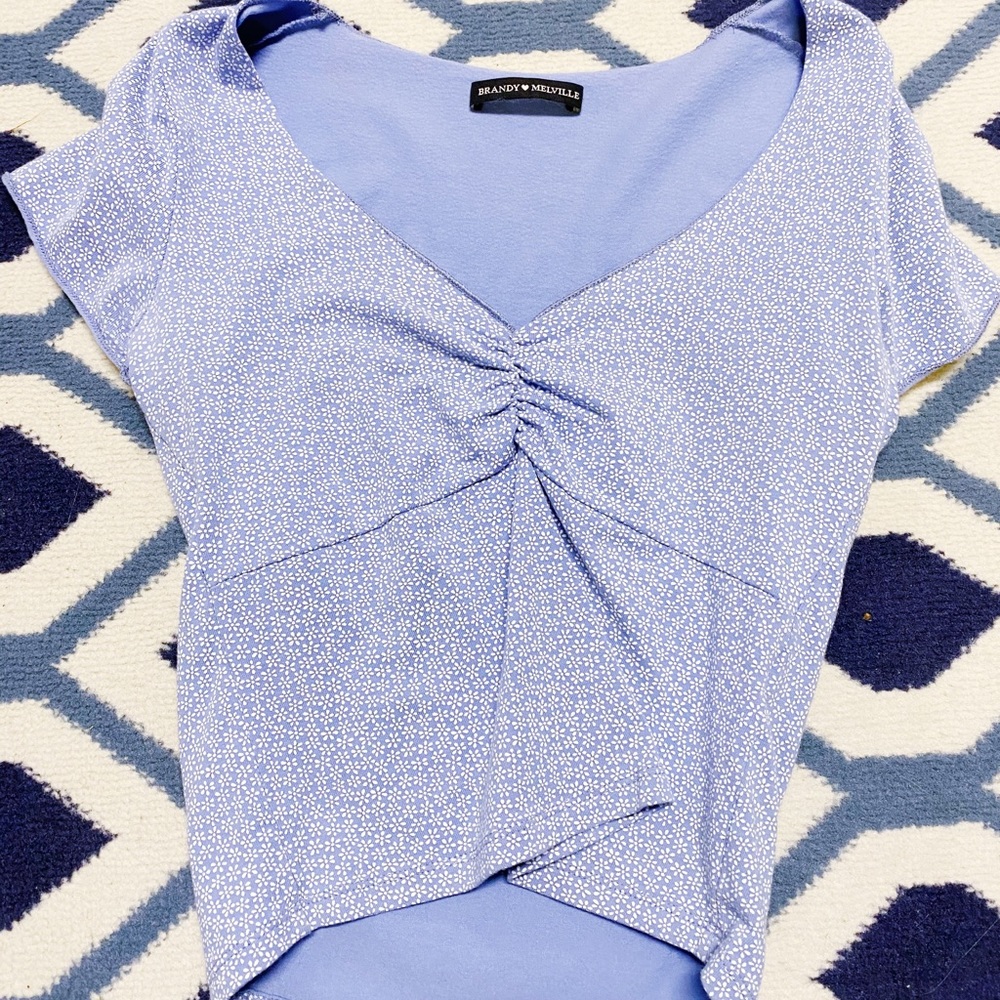 Blue and white crop top